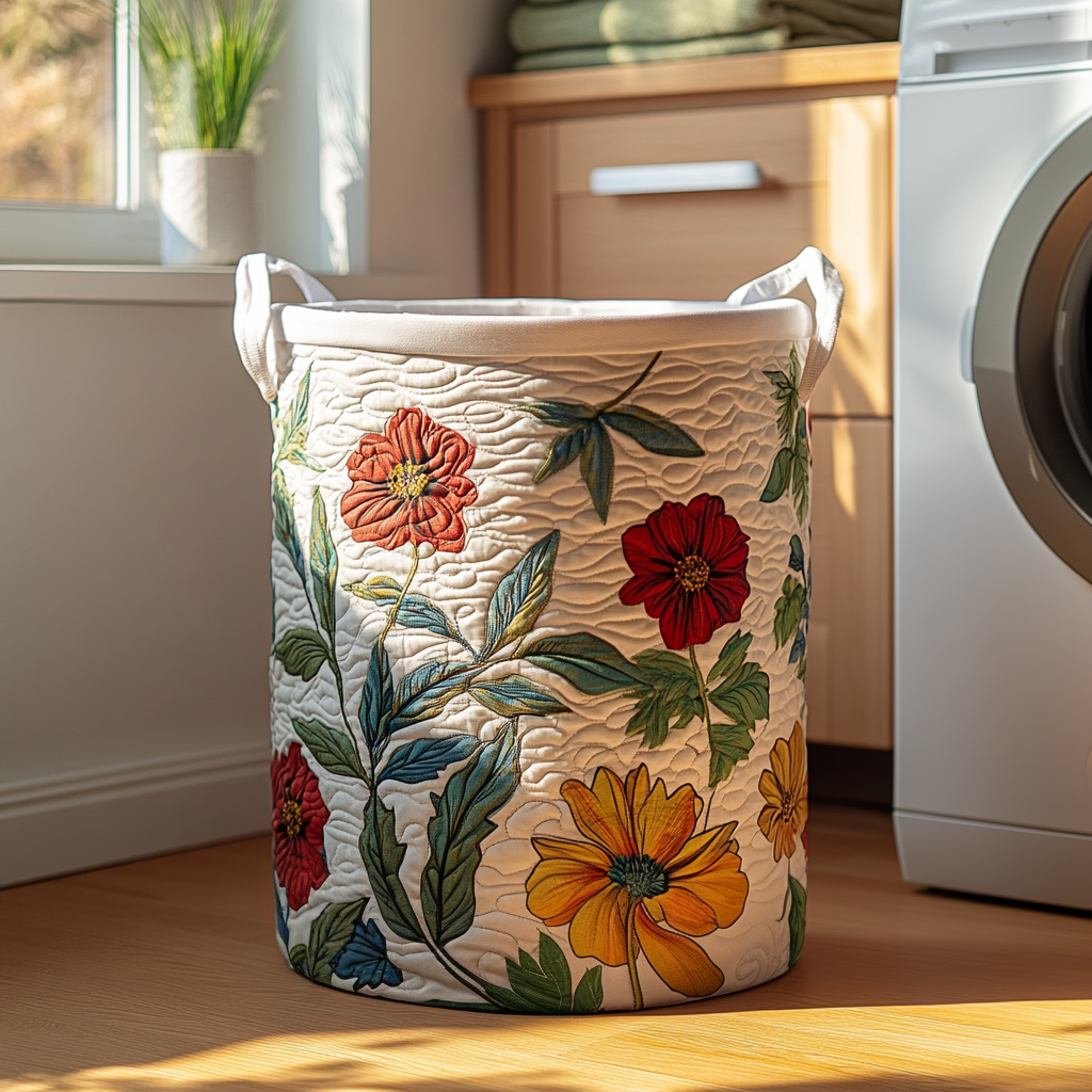 Petal Twist Quilted Laundry Basket Ideal Present For Newlyweds