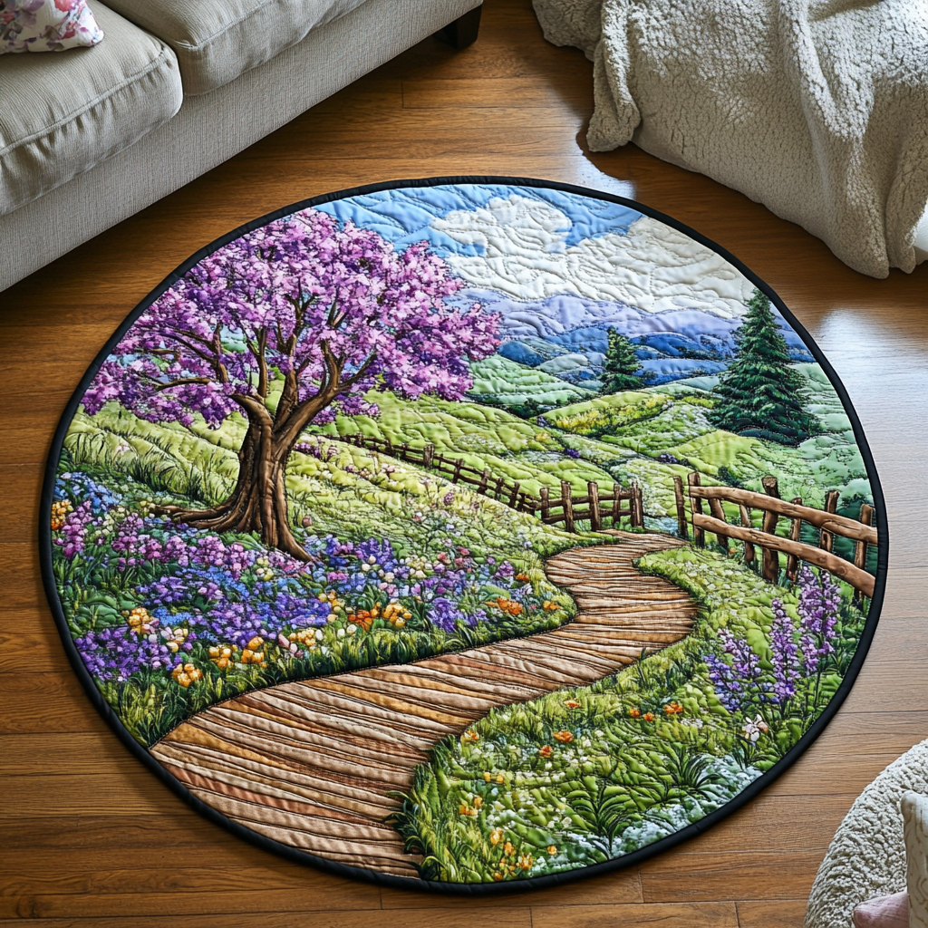 Petal Walk Quilted Round Mat Home Entrance Decor Ideas Christmas Floral Gifts