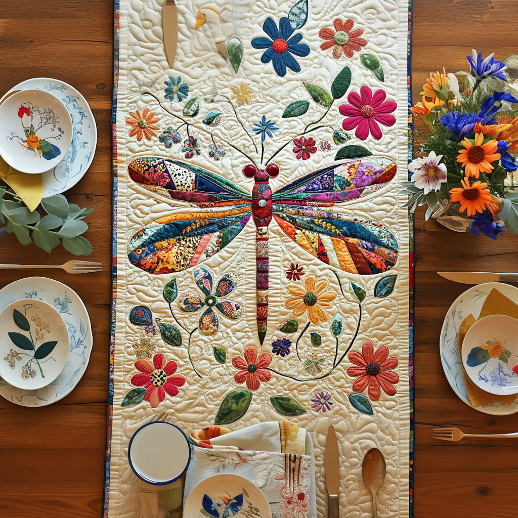 Petal Wings Quilted Table Runner Dining Table Decor Great Dragonfly Lover Gifts