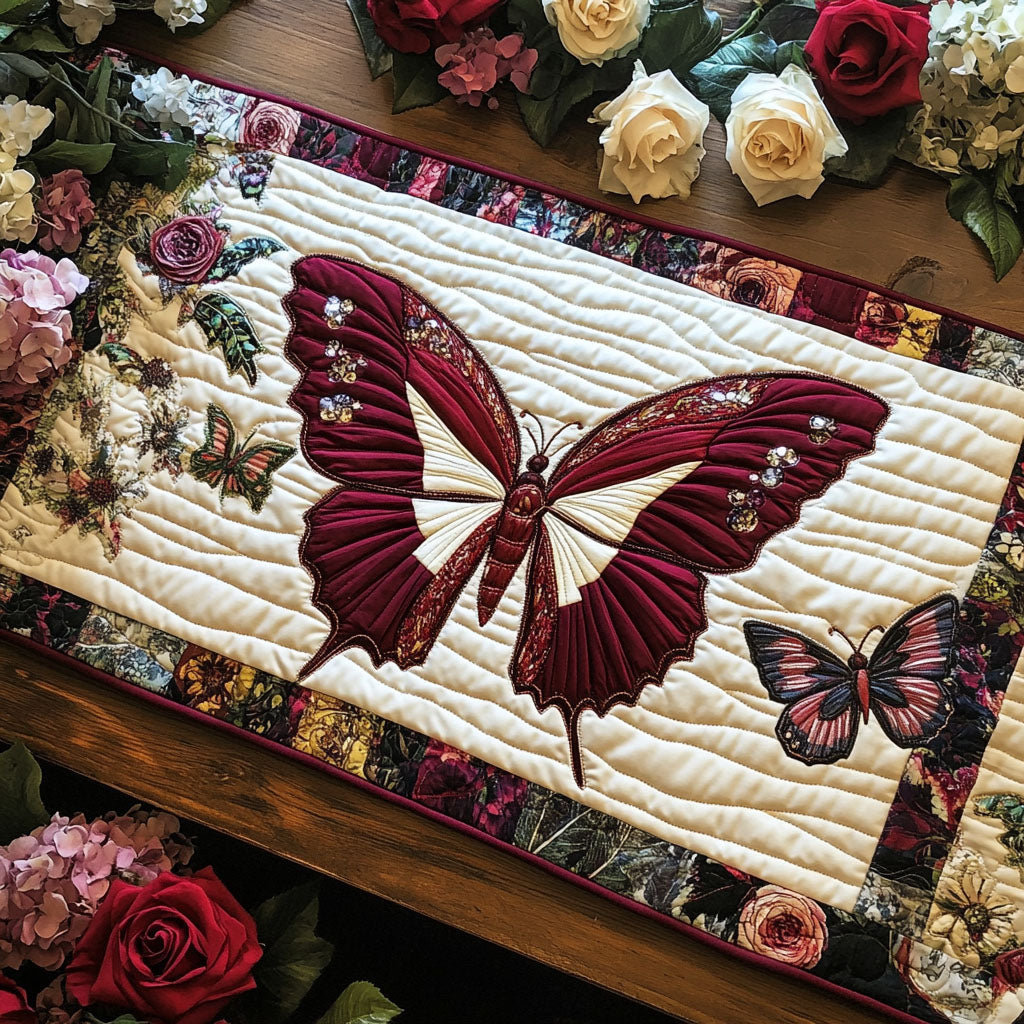 Petals and Flight Quilted Table Runner Dining Table Ideas Great Butterfly Lover Gift Ideas