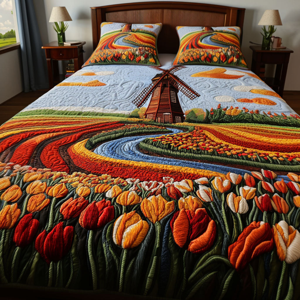 Petals and Wind Quilted Bedding Set Holiday Duvet Cover Set Gift Idea For Mother In Law