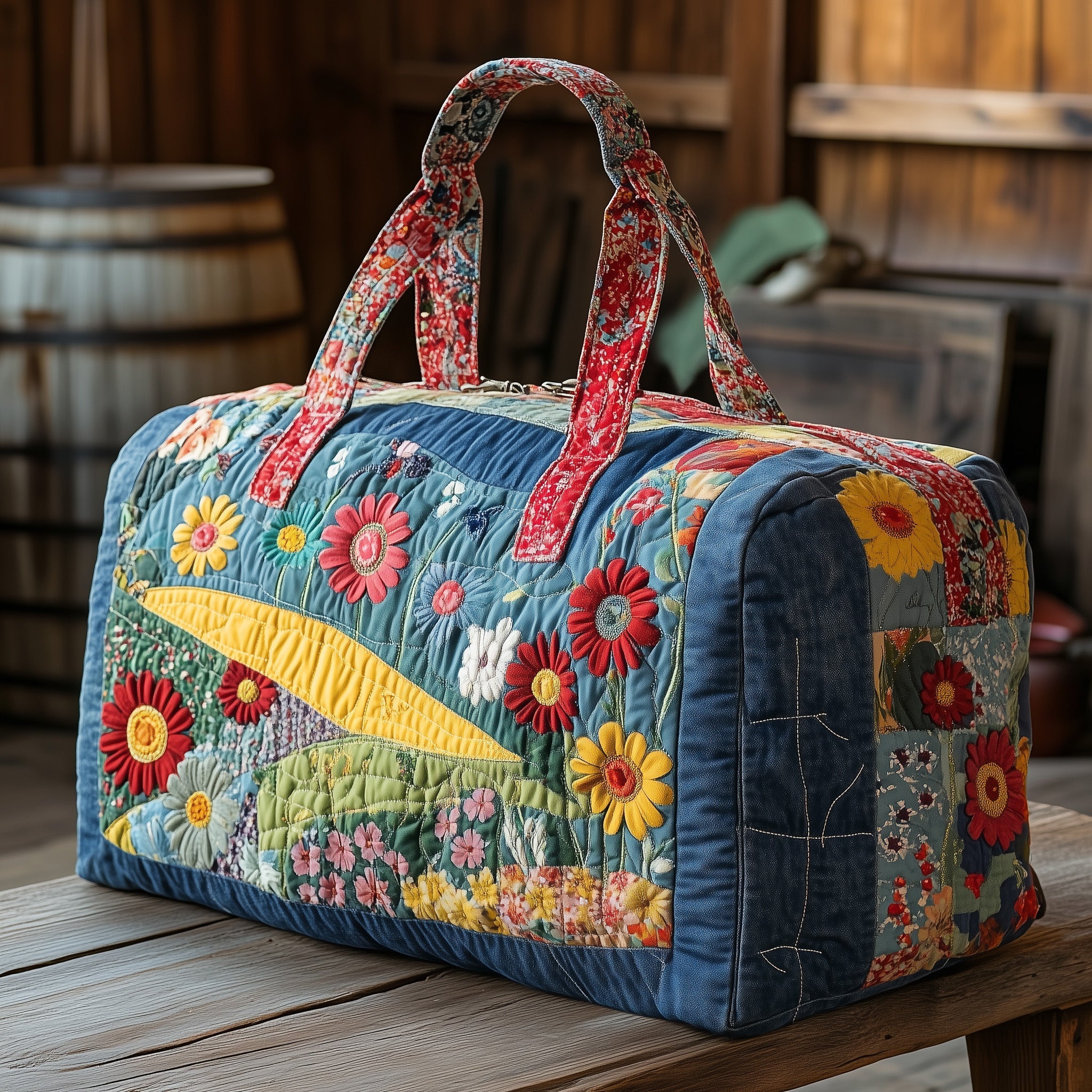 Petals Charm Quilted Duffle Bag For Daily Commute