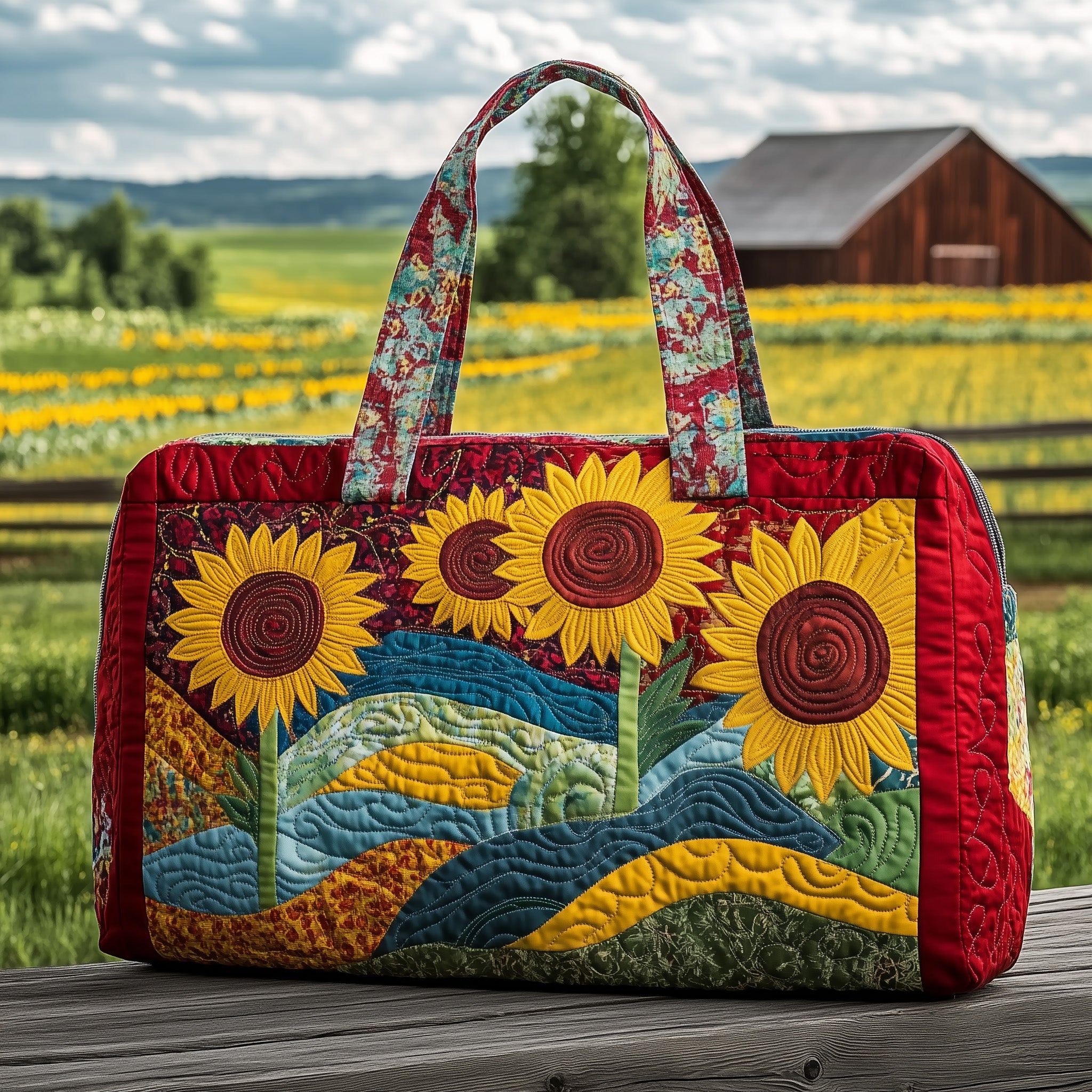 Petals Charm Quilted Duffle Bag For Everyday Use