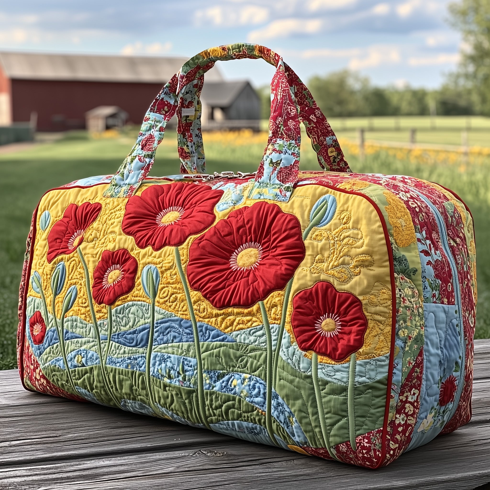 Petals Charm Quilted Duffle Bag For Work And Travel