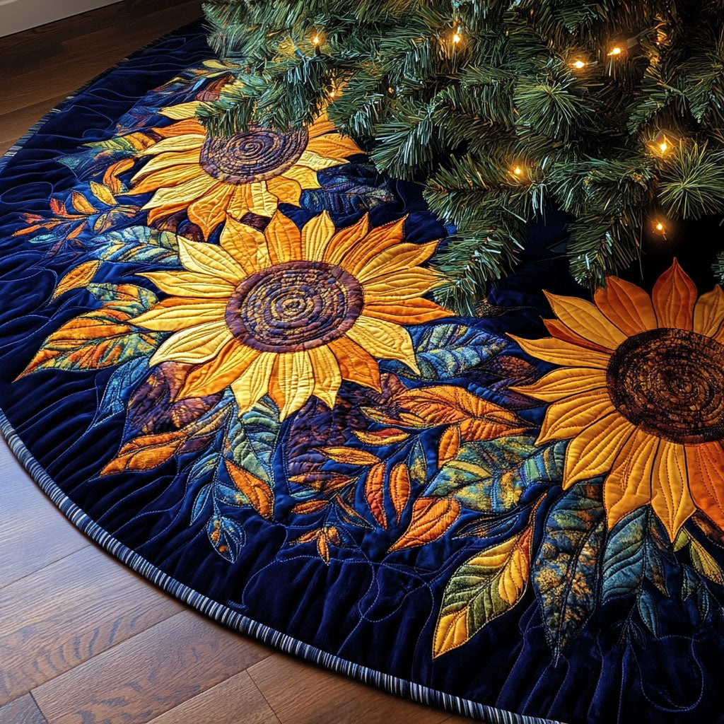 Petals Of Joy Quilted Christmas Tree Skirt Festive Quilted Tree Skirt with Elegant Design