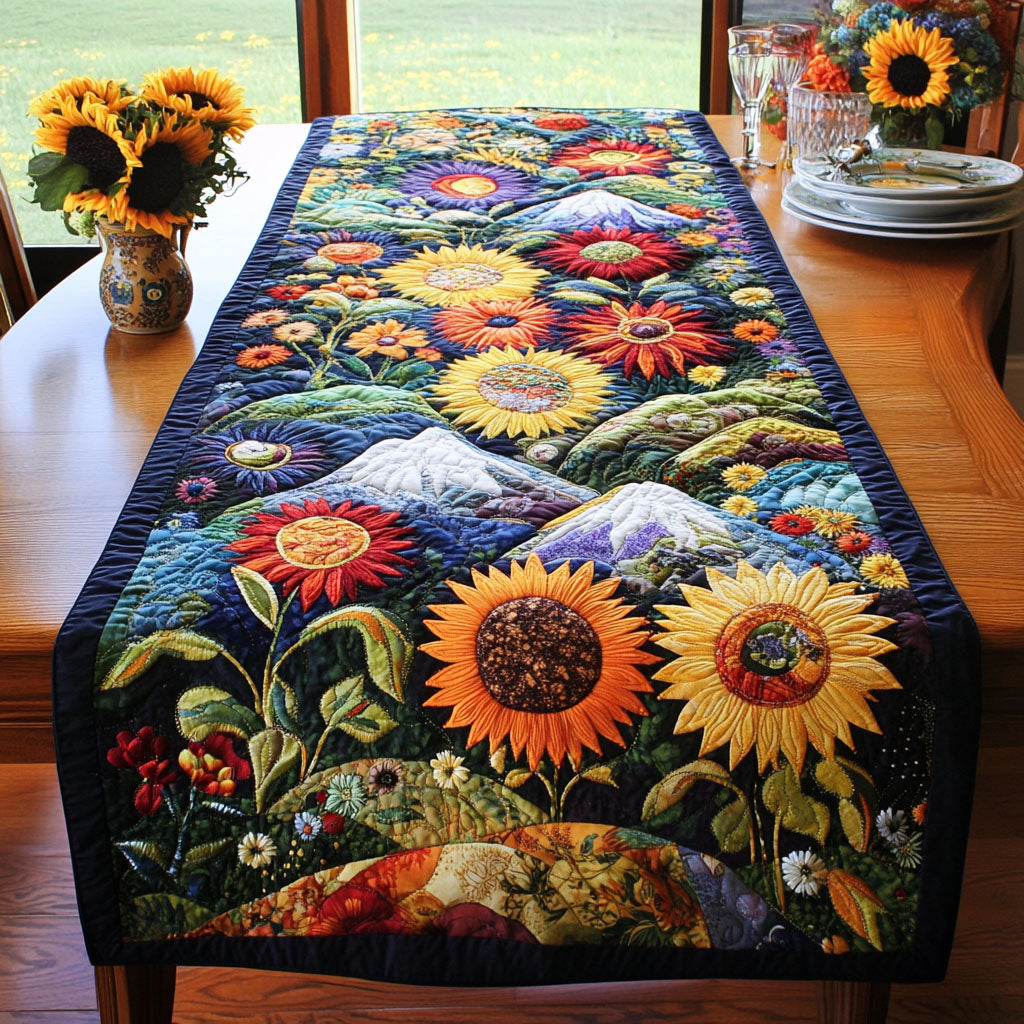 Petals of Joy Quilted Table Runner Floral Table Runner Kitchen Table Decor