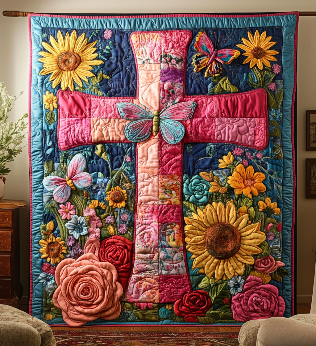 Petals of Prayer Quilted Blanket Gift For Christian