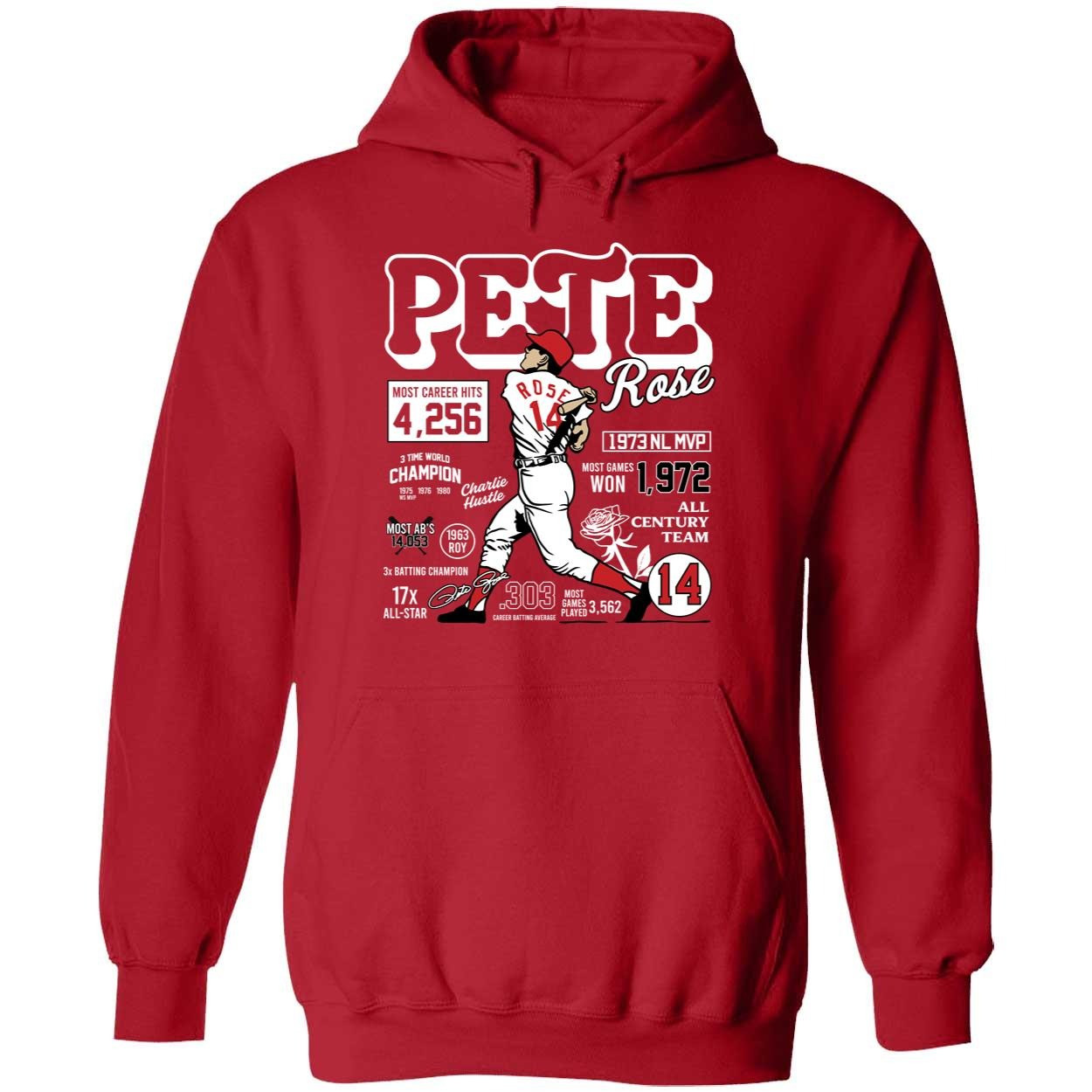 Pete Rose Career Stats Hoodie Baseball Enthusiast Gifts