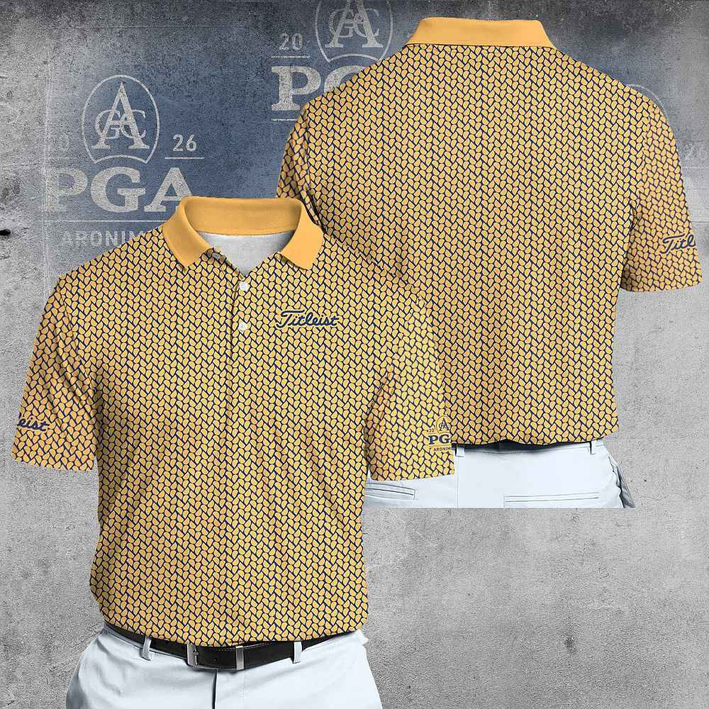 PGA Tour x Titleist Dark Yellow 2026 PGA Citrus Men Polo Shirt Best Gift For Golfer