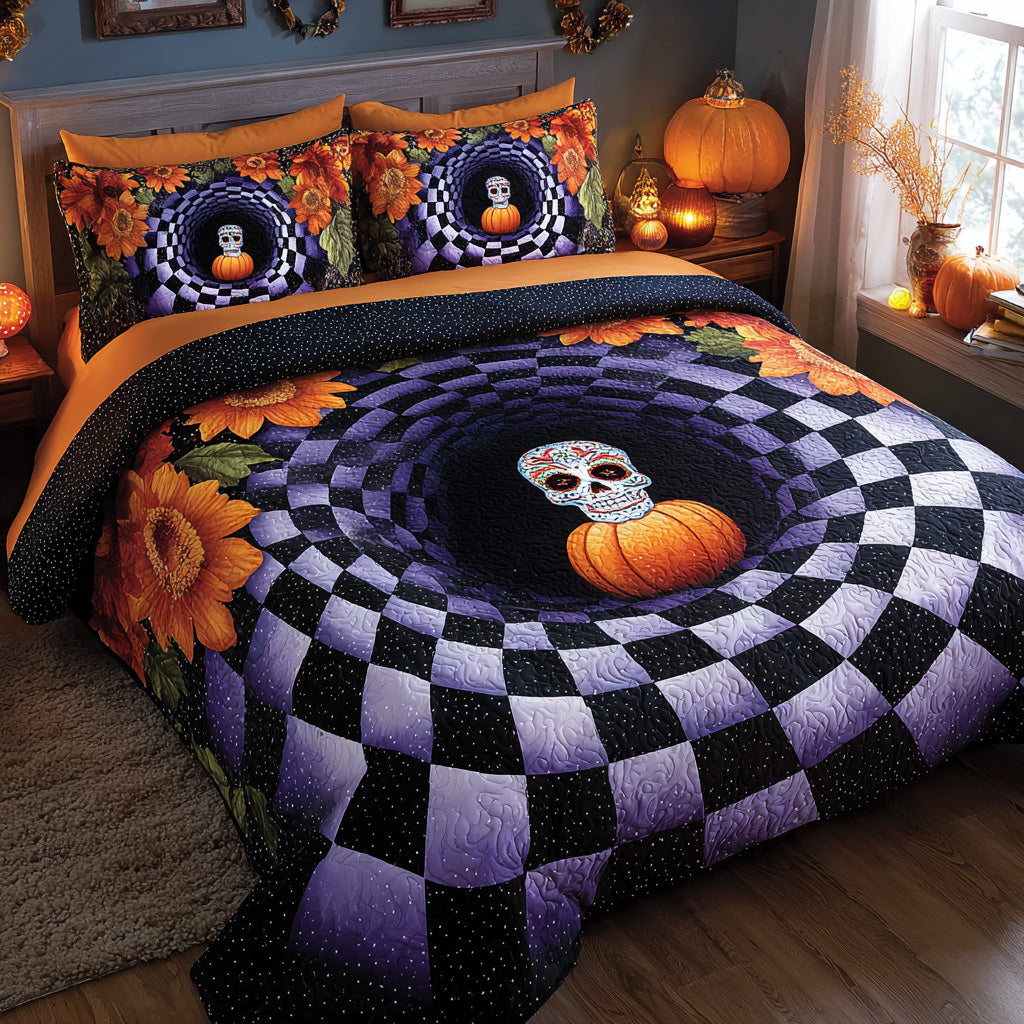 Phantom Descent Quilted Bedding Set Spooky Bed Sheets Gift Ideas For Family