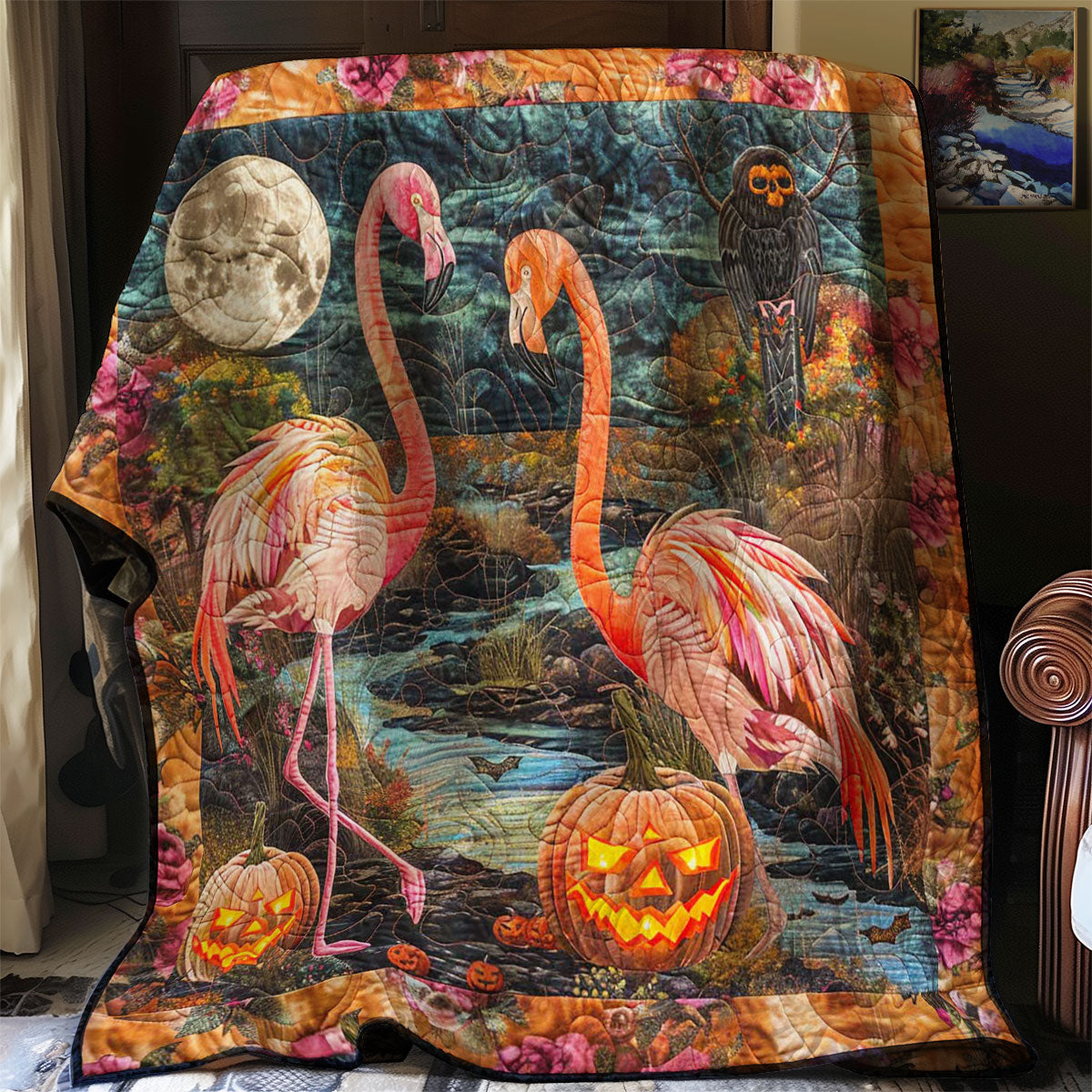 Phantom Flamingo Hideaway Quilt Cozy Quilt Blanket for Winter Relaxation