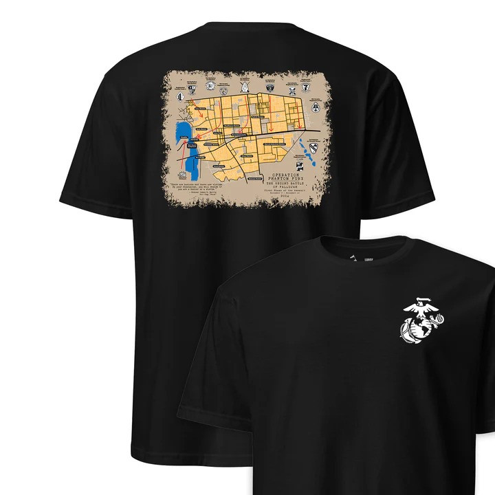 Phantom Fury Battle Map T Shirt Marine Corps Combat History Apparel Gift For Veterans