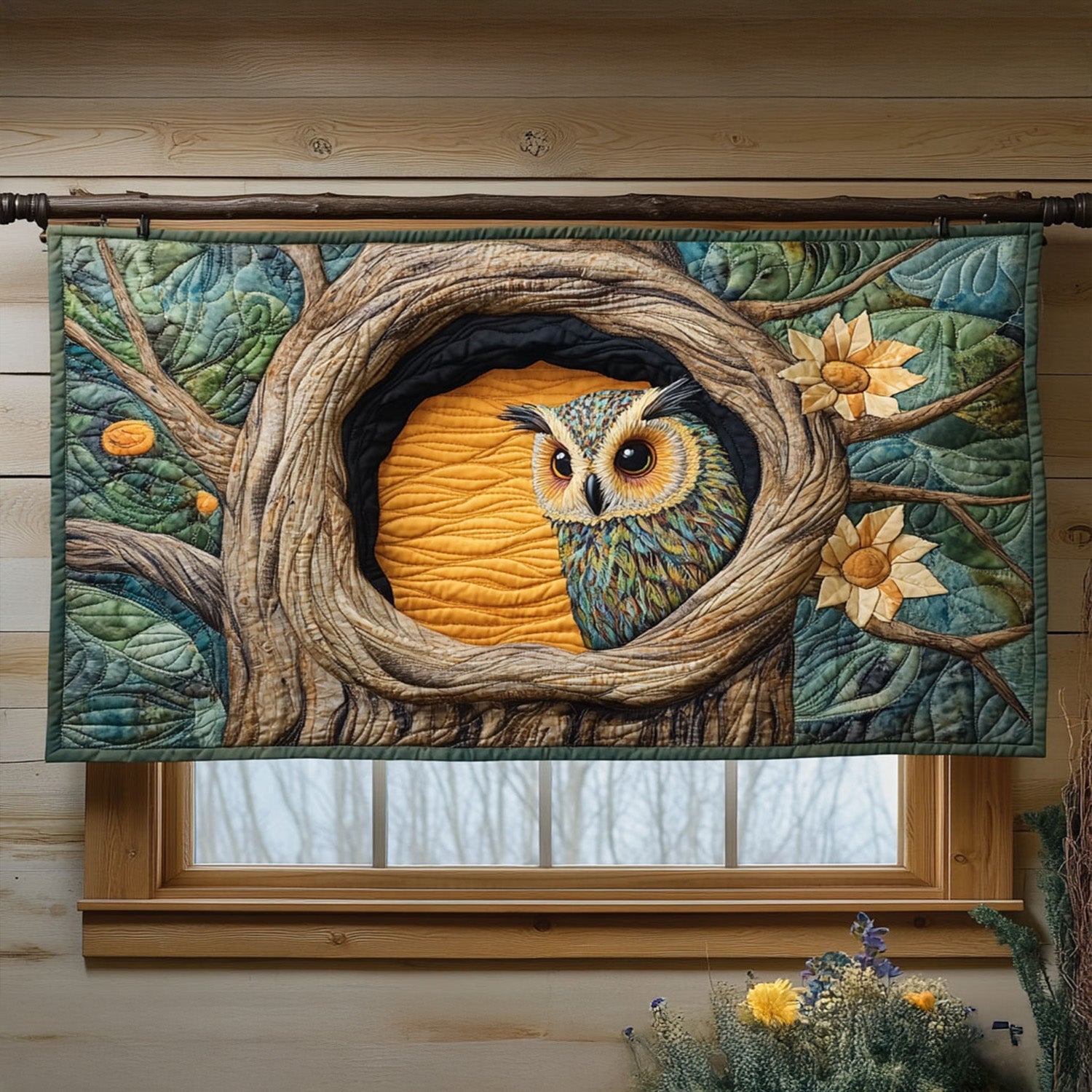 Phantom of the Night Quilted Valance Entryway Christmas Decor Ideas Gifts For Owl Lovers