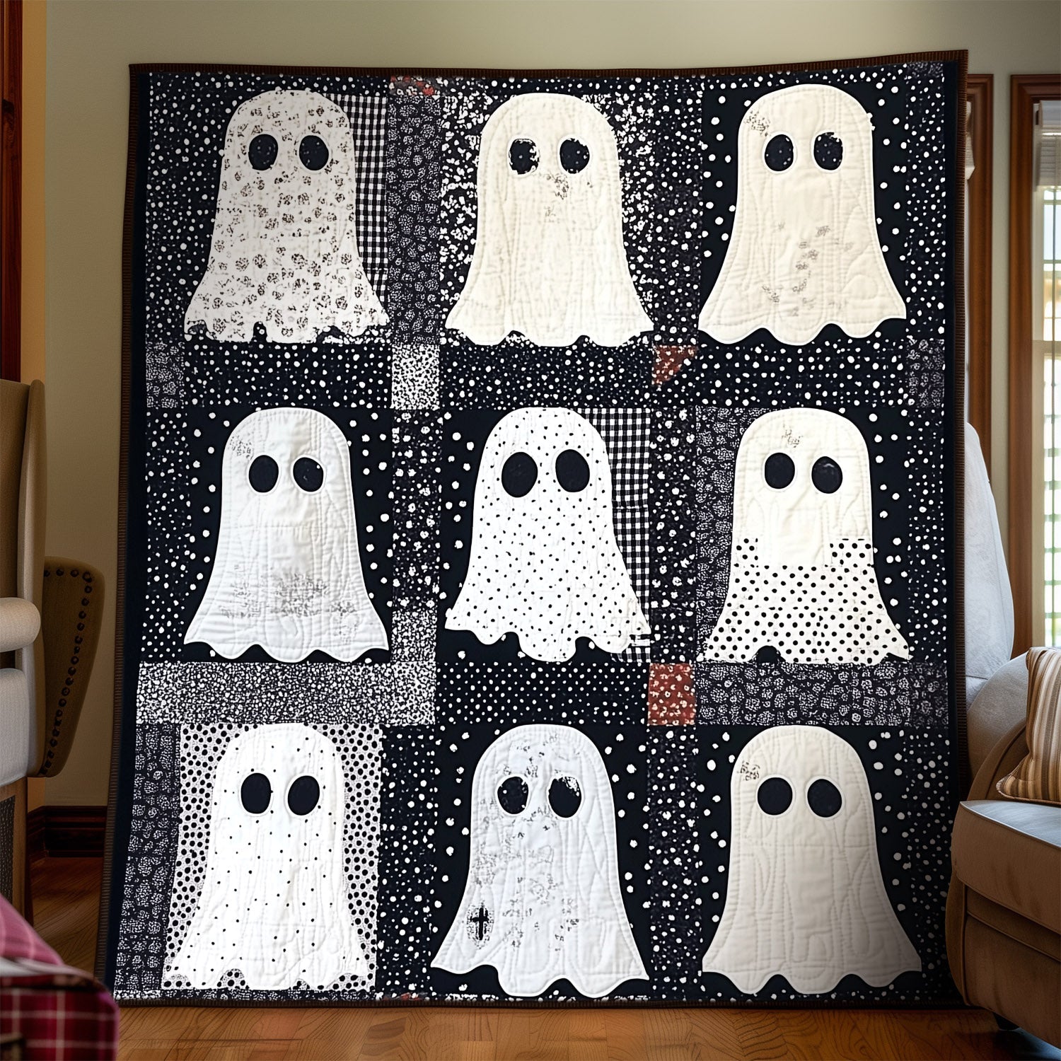 Phantom Parade Quilted Blanket Gift For Halloween