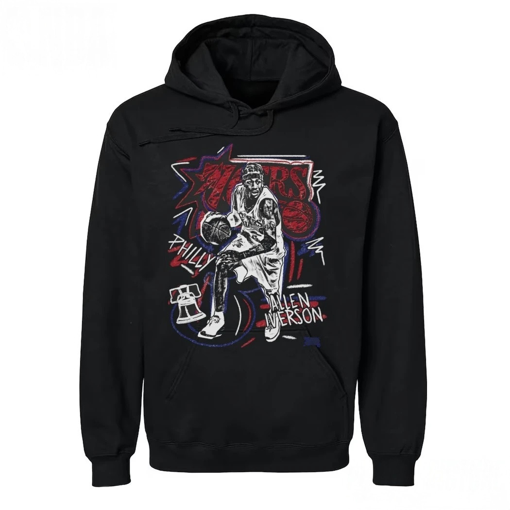 Philadelphia 76ers Allen Iverson Hoodie Retro NBA Apparel Gifts For Basketball Fans