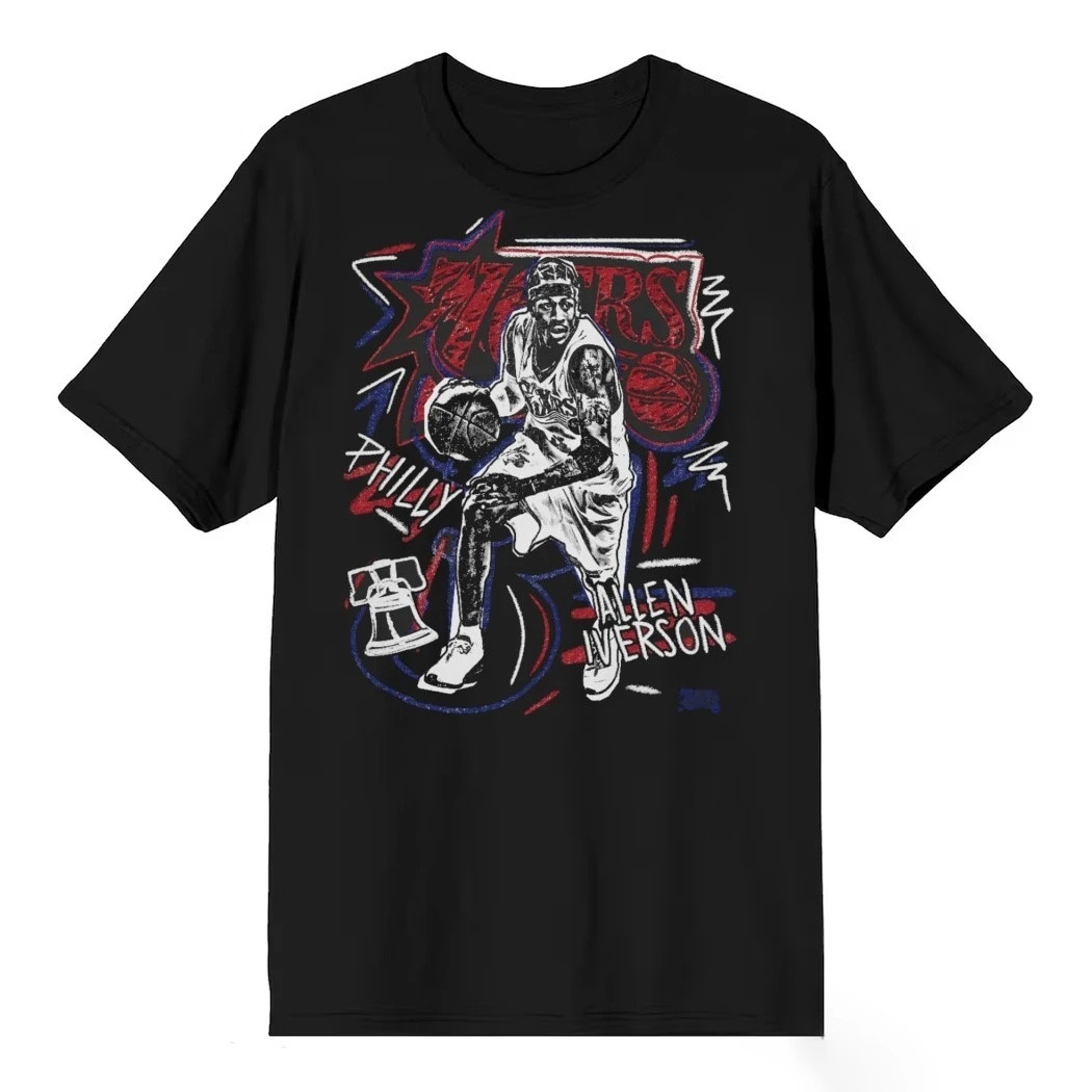 Philadelphia 76ers Allen Iverson T-Shirt Retro NBA Apparel Gifts For Basketball Fans