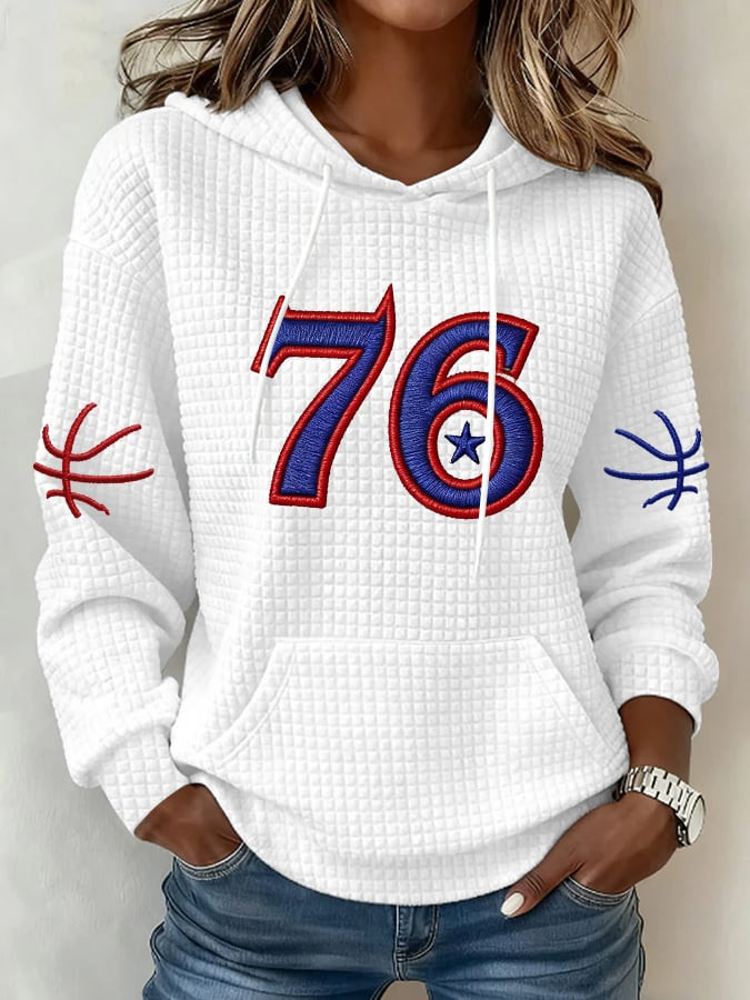 Philadelphia 76ers Basketball Waffle Hoodie 76ers Merch Game Day Apparel Women's Gifts Philadelphia 76ers Basketball Waffle Hoodie 76ers Merch Game Day Apparel Women's Gifts