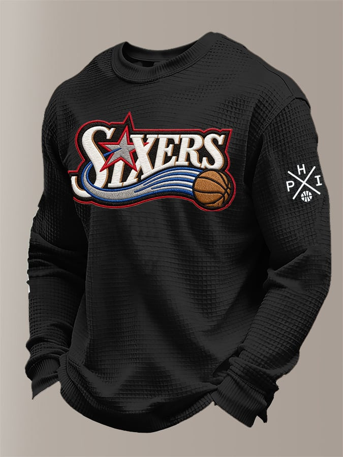 Philadelphia 76ers Basketball Waffle Long Sleeve Shirt 76ers Merch Philadelphia Basketball Shirt-1