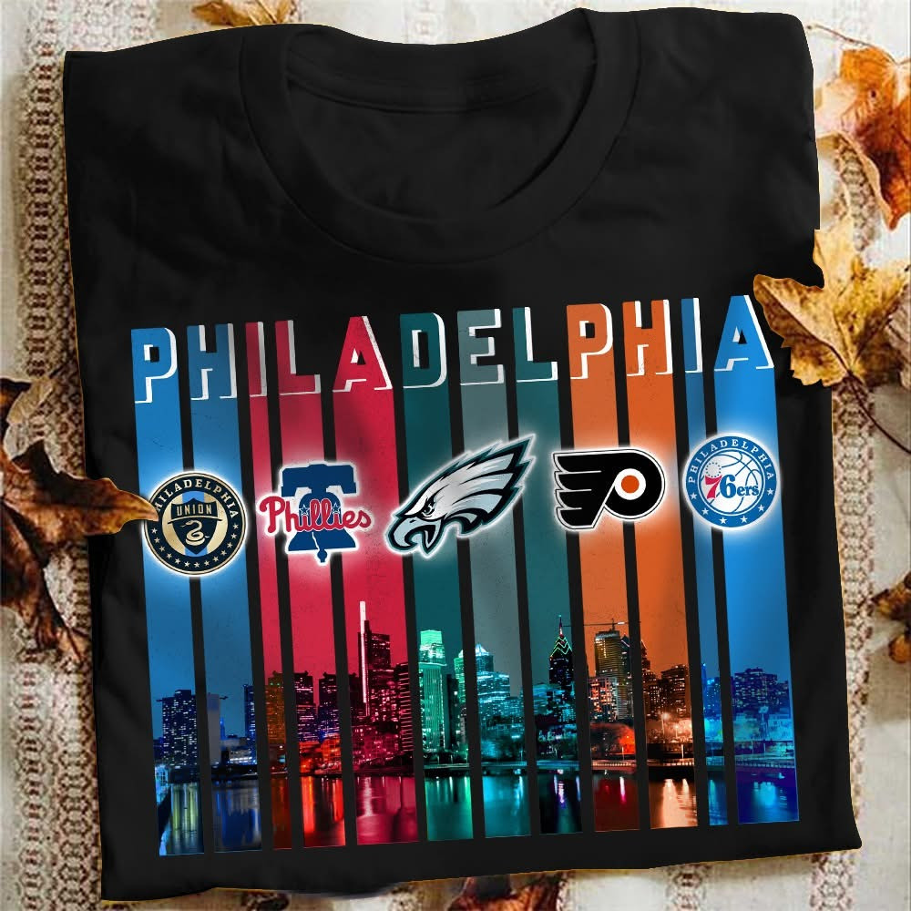 Philadelphia City Sport Teams Skyline T-Shirt Best Gifts For Pittsburgh Sports Lovers Fans