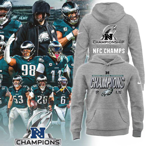Philadelphia Eagles 2024 NFC Champions Hoodie Gifts For Football Lovers