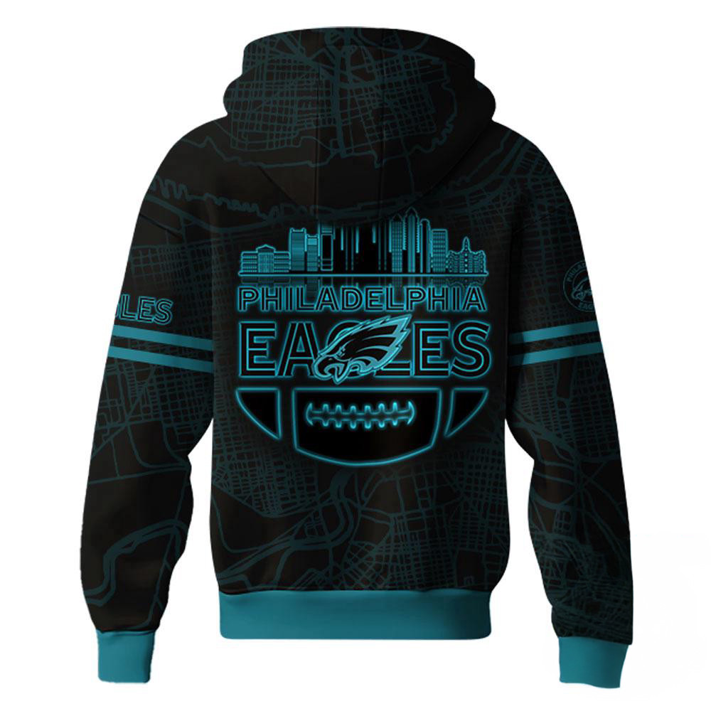 Philadelphia Eagles 2025 Back In Black Hoodie Football Fans Gifts