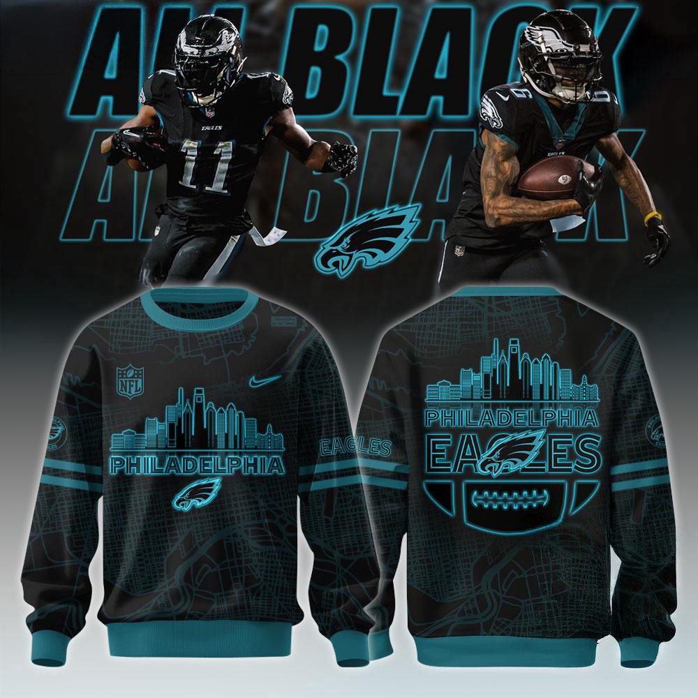 Philadelphia Eagles 2025 Back In Black Sweatshirt Football Fans Gifts