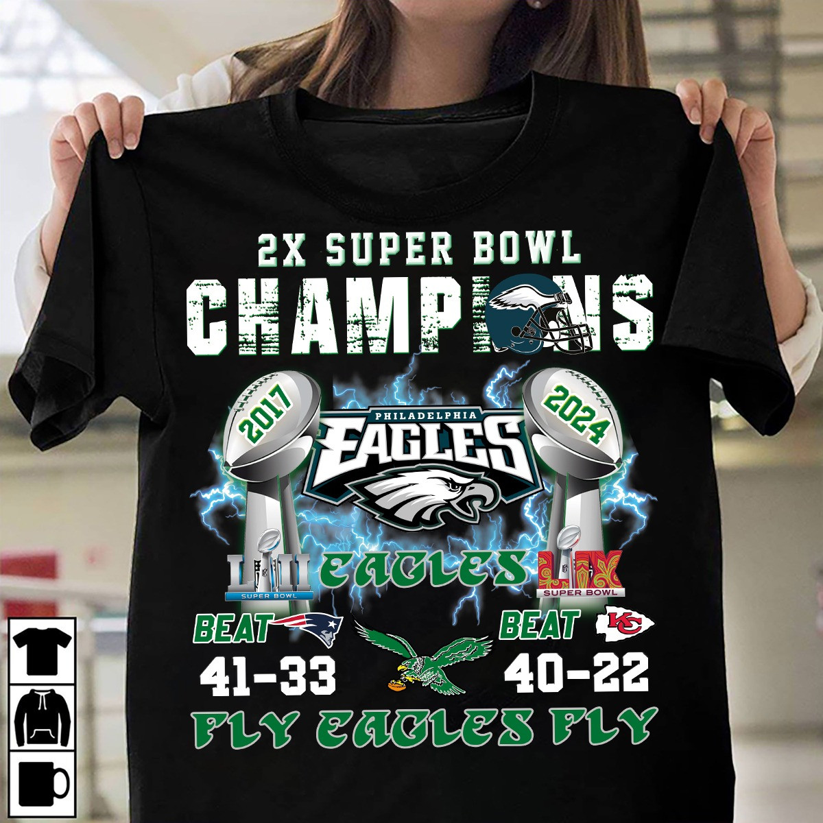 Philadelphia Eagles 2X Super Bowl Champions Shirt Fly Eagles Fan Merch Gift Ideas