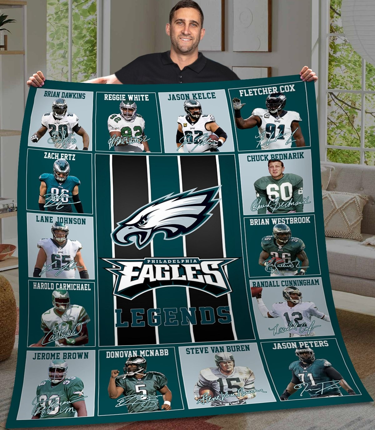 Philadelphia Eagles All Members Signatures Blanket Presents For Football Fans