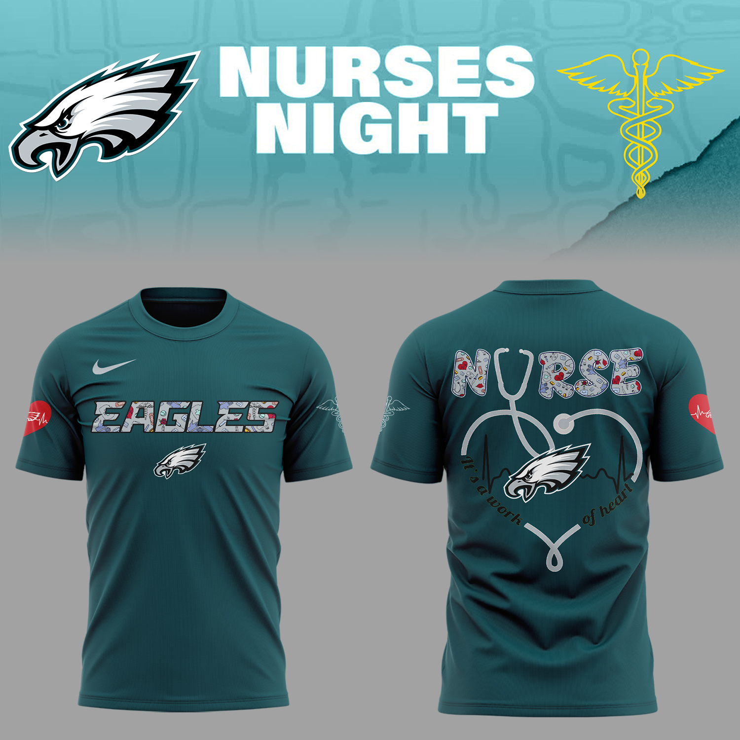 Philadelphia Eagles American Football Nurses Appreciation T-Shirt Gift Ideas For Football Players