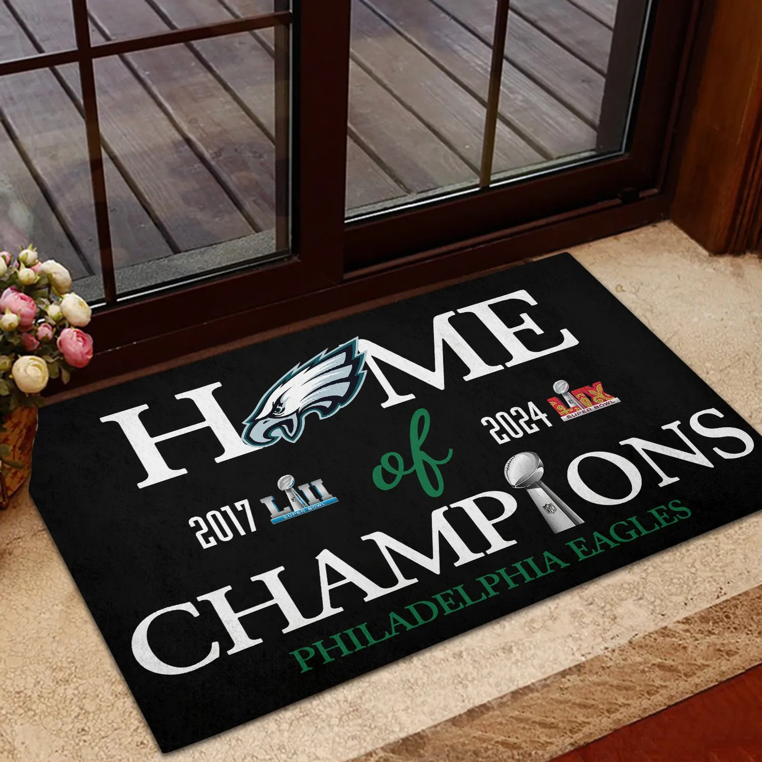 Philadelphia Eagles Champions Doormat Eagles Super Bowl Lix Home Of Champions Merch