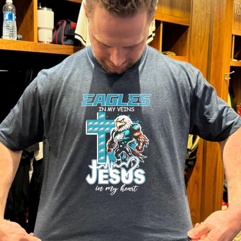 Philadelphia Eagles In My Veins Jesus In My Heart Mascot T Shirt
