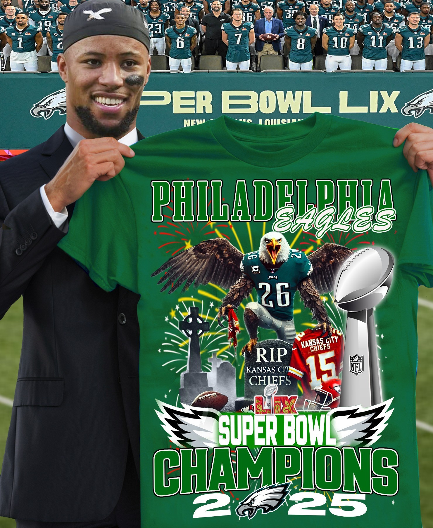 Philadelphia Eagles Lix Super Bowl Champions 2025 T-Shirt Gifts For Eagles Die Hard Fans
