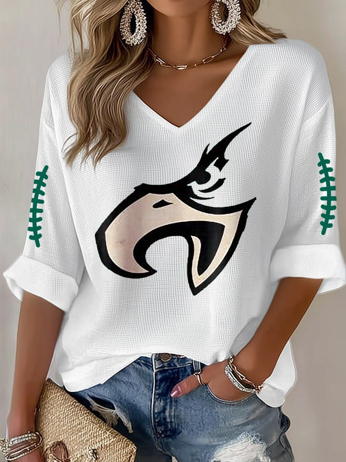 Philadelphia Eagles Merch Bird Gang Football V-Neck Long Sleeve Game Day Clothing
