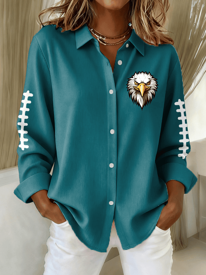 Philadelphia Eagles Merch Eagle Design Button Up Long Sleeve Bird Gang Lover Gifts