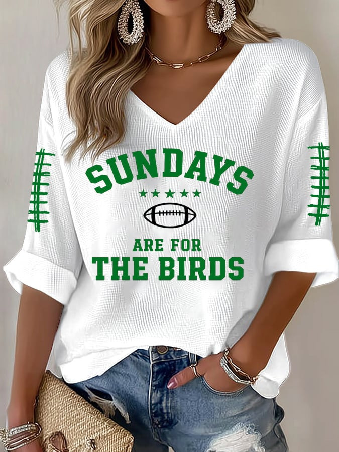 Philadelphia Eagles Merch Sundays Are For The Birds V-Neck Long Sleeve Football Clothing