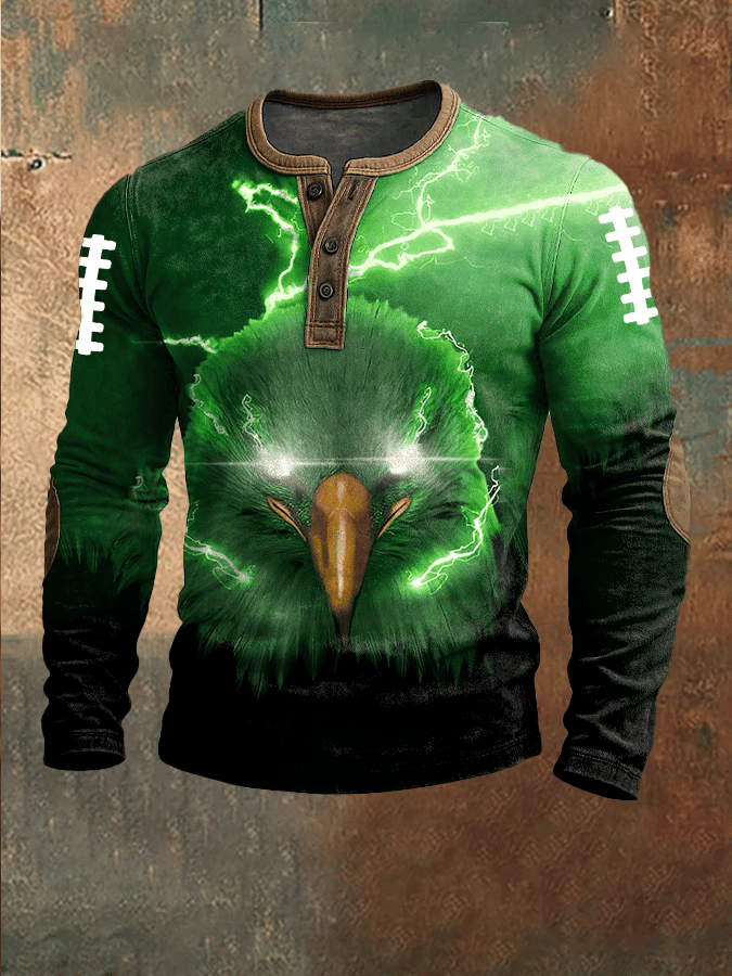 Philadelphia Eagles Merch Thunderous Eagle Button Long Sleeve Shirt Game Day Apparel Gift