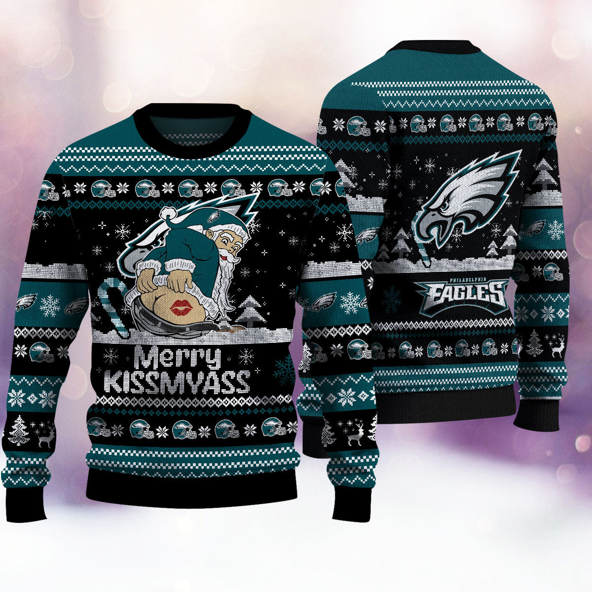 Philadelphia Eagles Merry Kissmyass Ugly Christmas Sweater Funny Xmas Holiday Fan Merch Gift