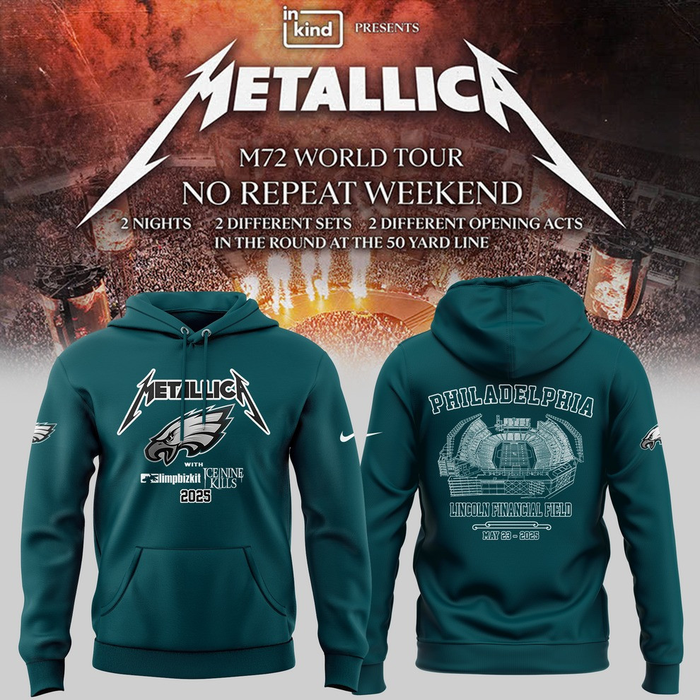 Philadelphia Eagles Metallica M72 World Tour 2025 Merch Hoodie Eagles Fan Clothing Gifts