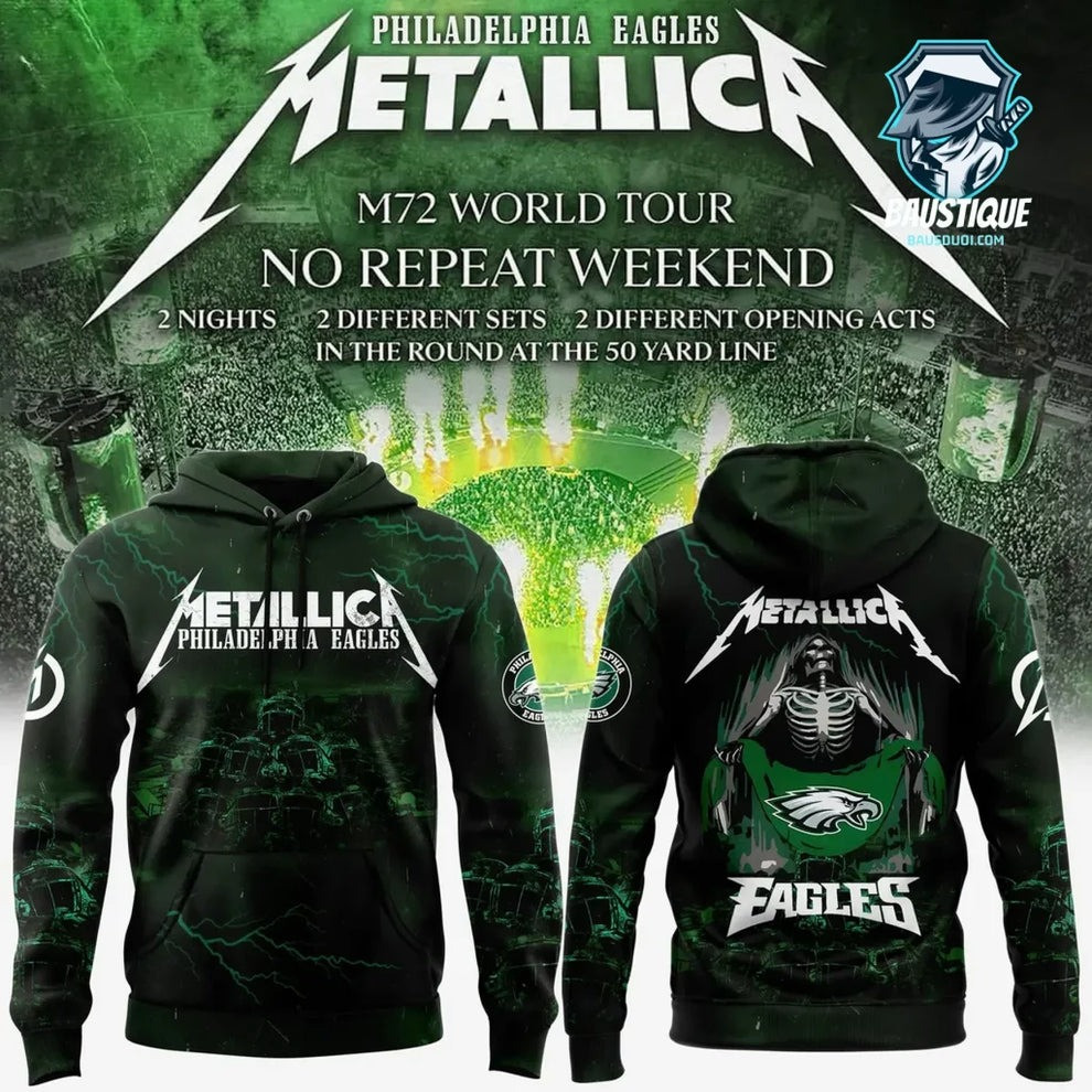 Philadelphia Eagles Metallica M72 World Tour 2025 Merch Hoodie Unique Eagles Fan Gifts