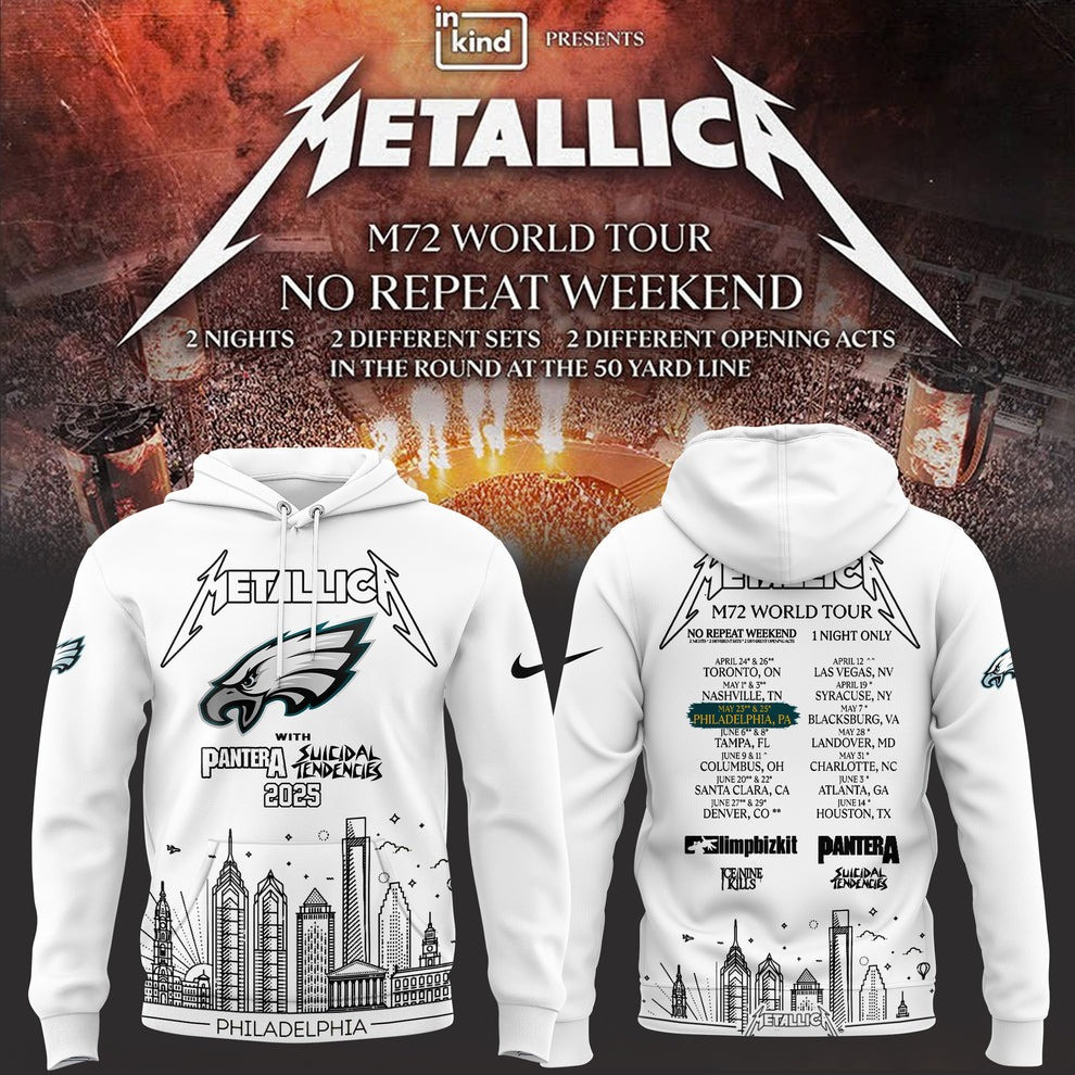 Philadelphia Eagles Metallica M72 World Tour 2025 Merch Hoodie Unique Fan Apparel Gifts