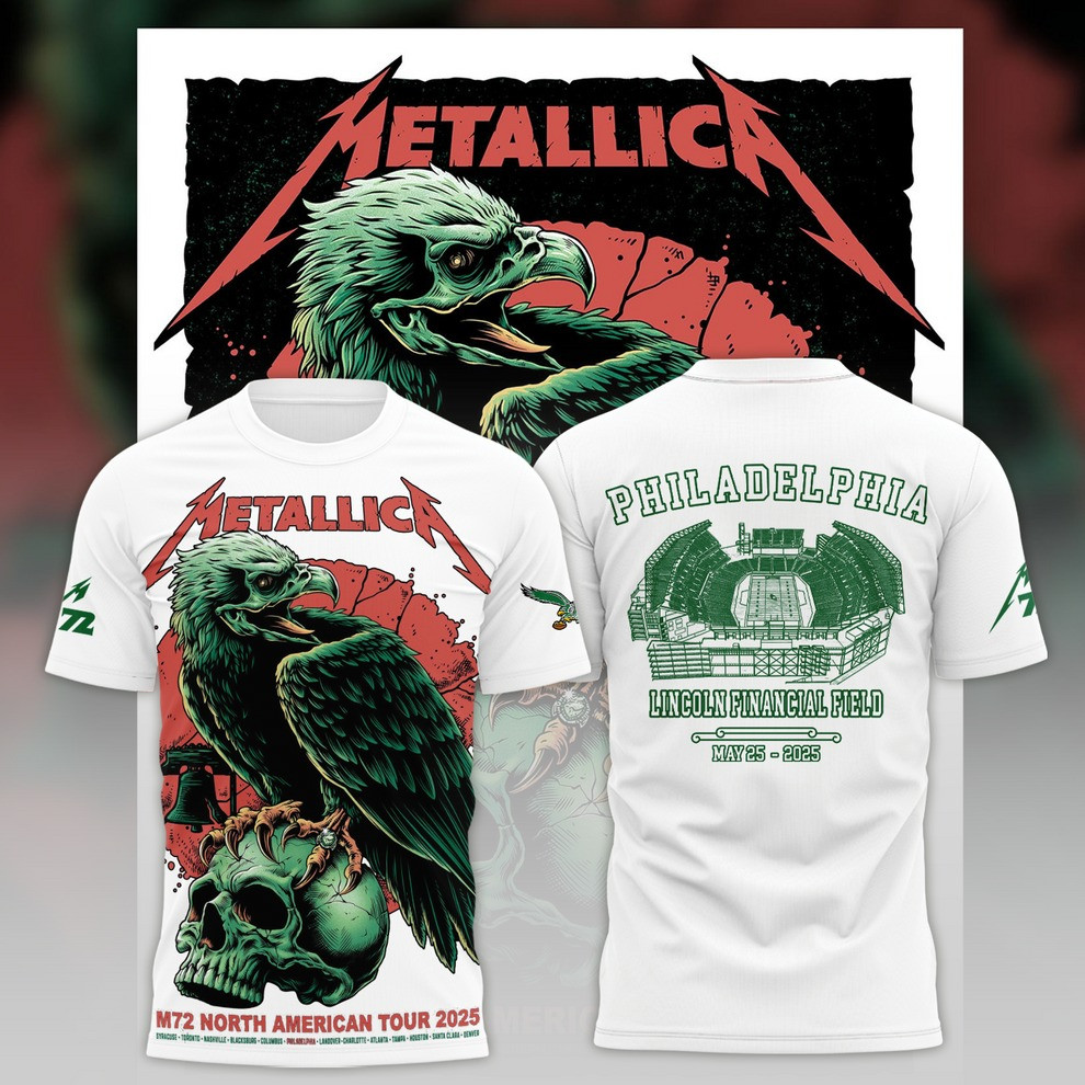Philadelphia Eagles Metallica M72 World Tour 2025 Merch T-Shirt Great Gifts For Fans
