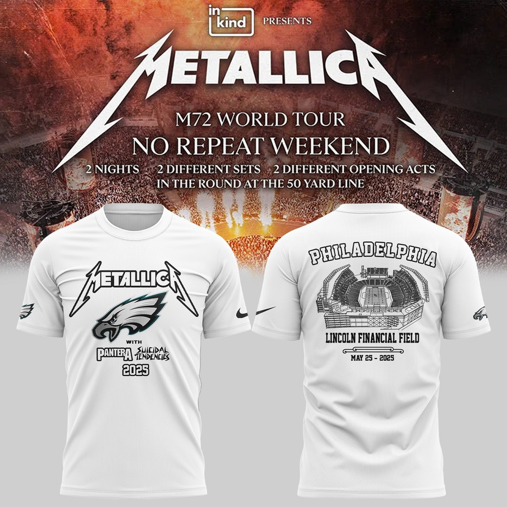 Philadelphia Eagles Metallica M72 World Tour 2025 Merch T-Shirt Pantera Suicidal Tendencies