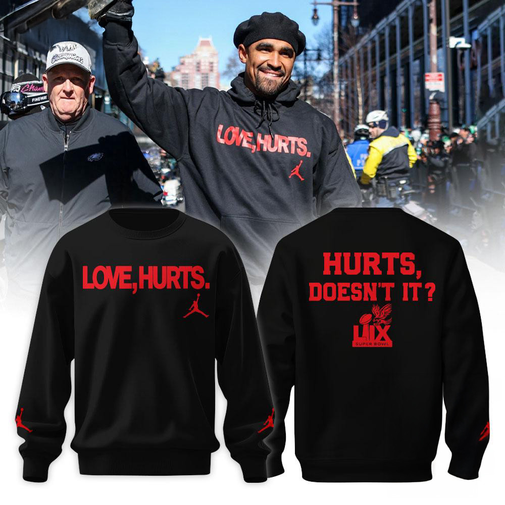 Philadelphia Eagles NFL x Love Hurts 2025 Black Sweatshirt Football Fan Gifts