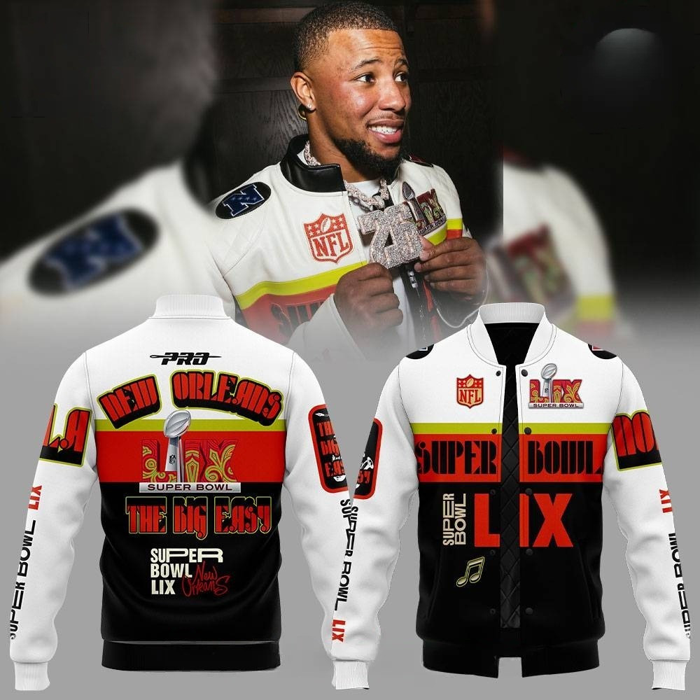 Philadelphia Eagles Saquon Barkley Super Bowl LIX Pro Standard City Pinnacle Varsity Jacket Best Racing Merch Gift For Him