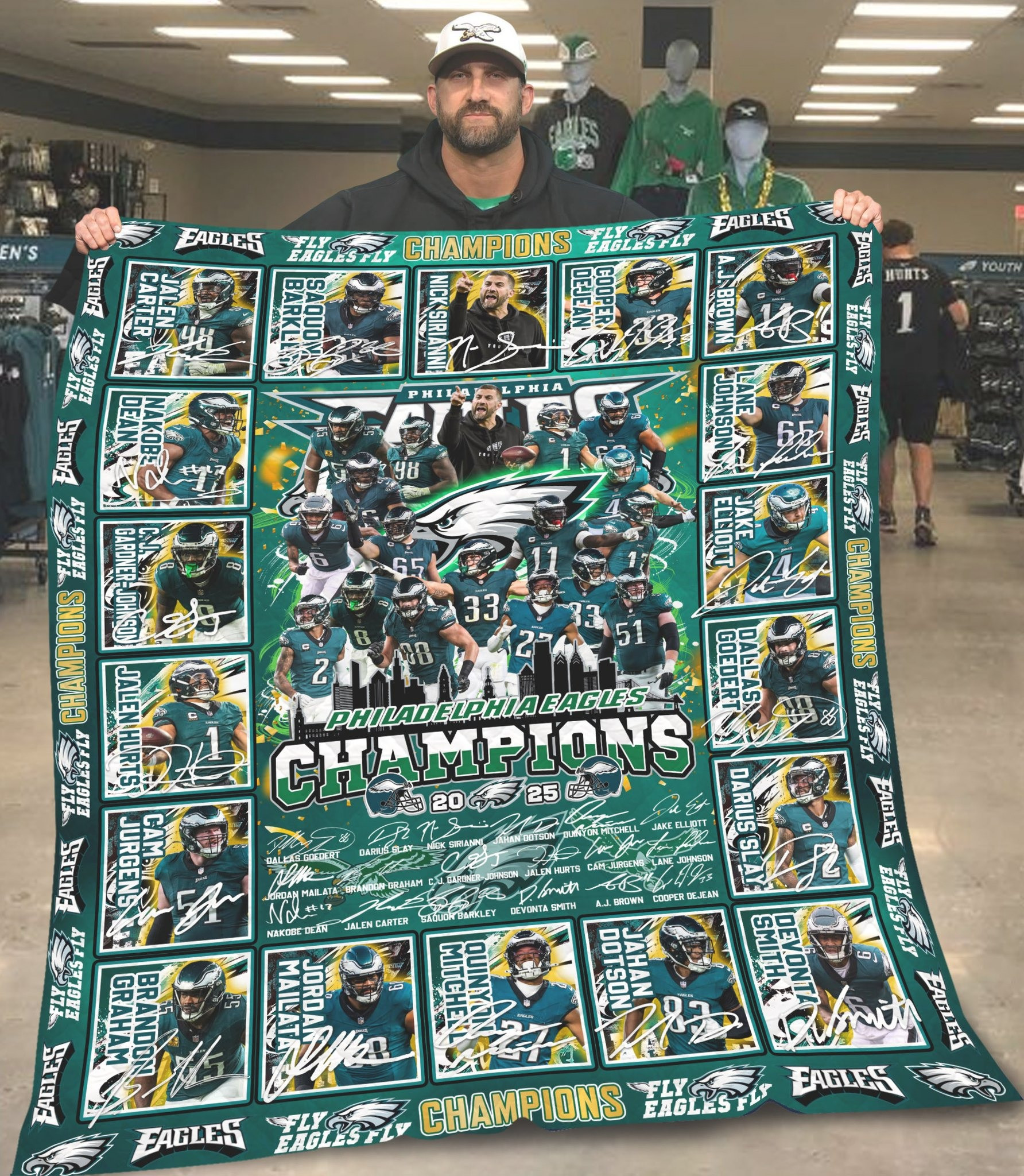 Philadelphia Eagles Super Bowl Championship Fleece Blanket Eagles Football Fan Merch Gifts