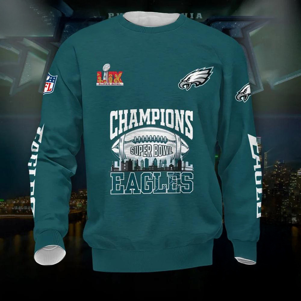 Philadelphia Eagles Super Bowl Lix Champions 2025 New Sweatshirt Football Fan Gift Ideas