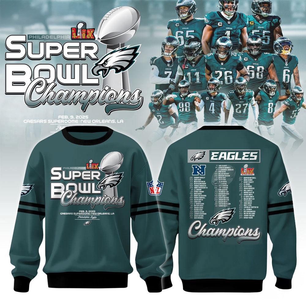 Philadelphia Eagles Super Bowl LIX Champions 2025 Sweatshirt Football Lovers Gifts