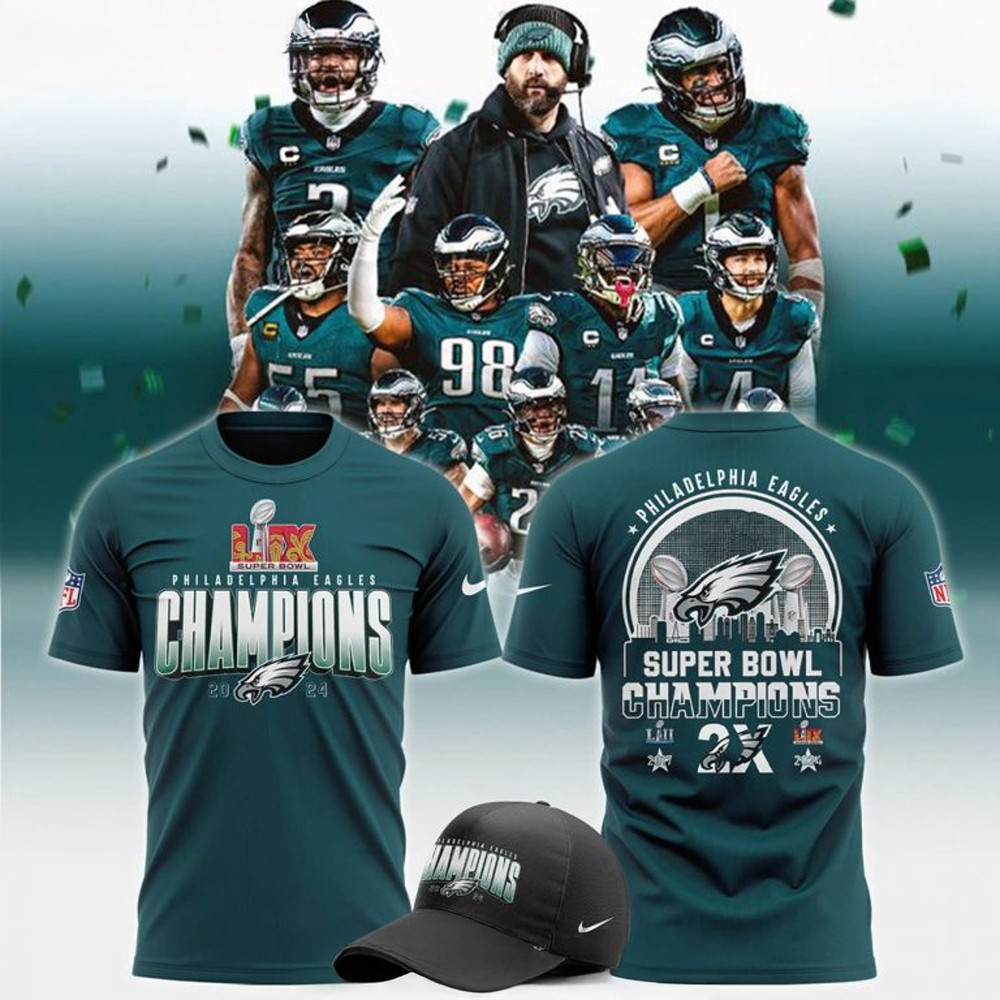 Philadelphia Eagles Super Bowl LIX Champions Blue T-Shirt Philadelphia Eagles Merch Football Fan Gift Ideas