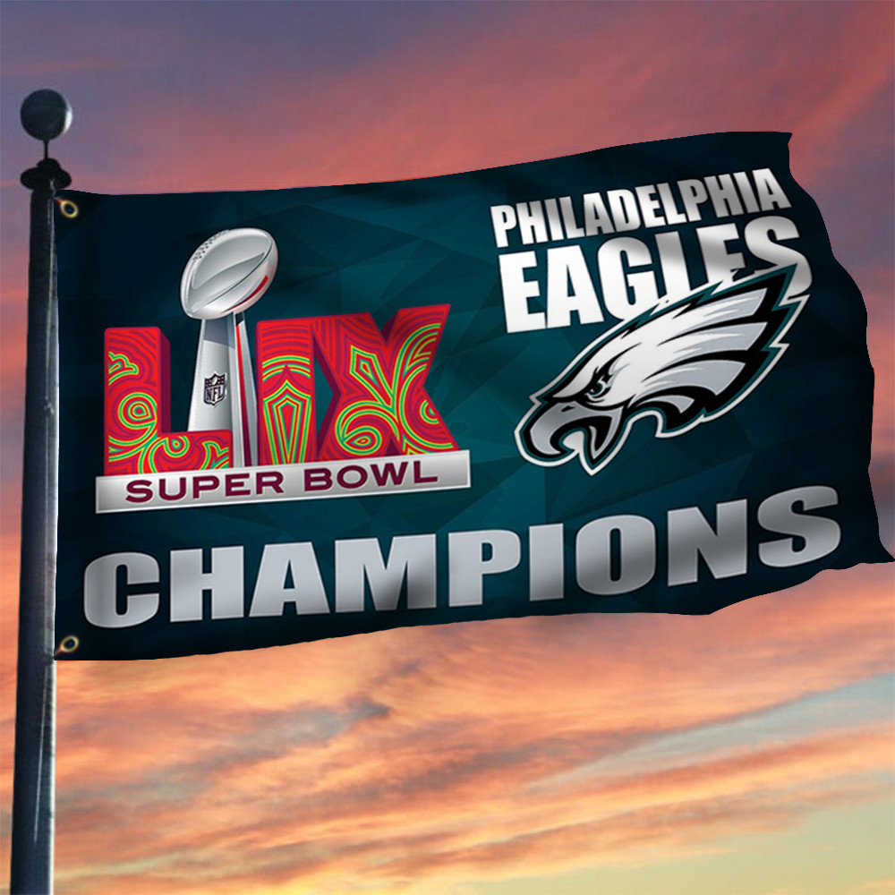 Philadelphia Eagles Super Bowl LIX Champions Flag Eagles Super Bowl Championship Merch