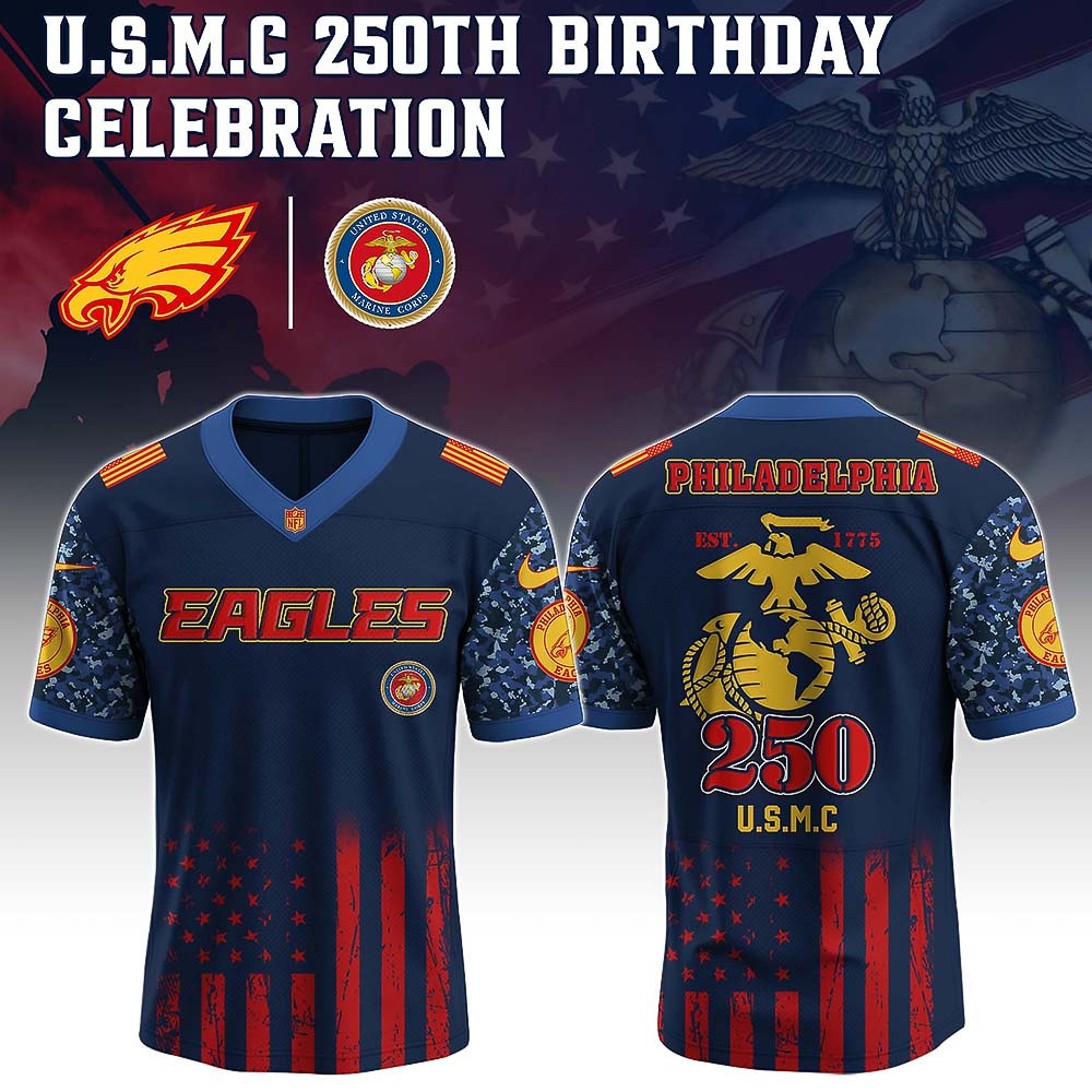 Philadelphia Eagles US USMC 250th Birthday Jersey Football Related Gifts